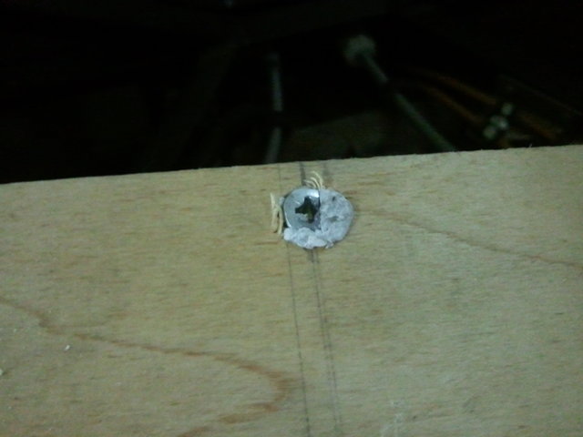 Epoxy plastelinas iš dešros, varžtams nupjoviau galvutės dalį.  Fanierą įgrežiau kokius 3-4 mm.